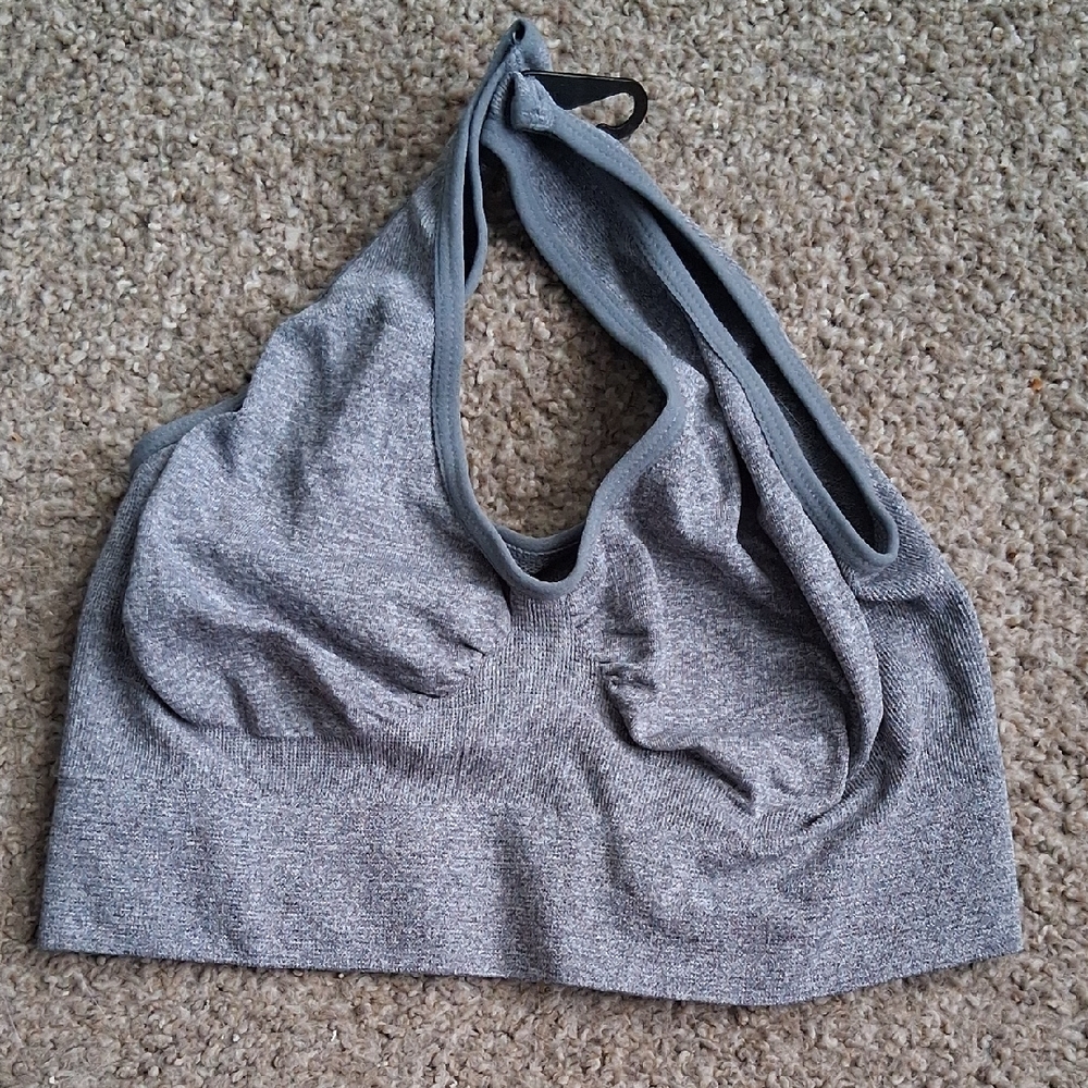 Zone Pro Gray Halter Sports Bra Small